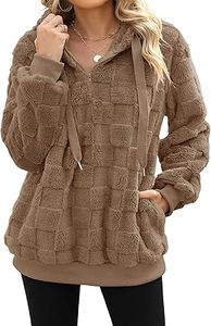 Sweat-shirt à capuche en sherpa colorblock pour femme, sweat-shirt confortable pour homme, sweat-shirt 100% laine, sweat-shirt à logo en relief - Product Image 5