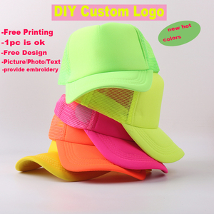 Casquette de baseball unisexe à maille vierge OEM personnalisée par sublimation en mousse LOGO personnalisé camionneur à maille fluorescente au néon - Product Image 4