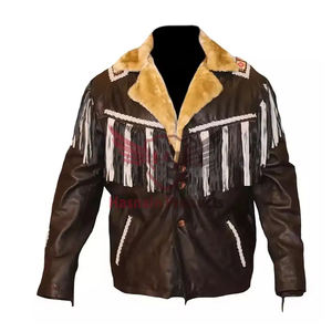 Chaqueta de motociclista de cuero de piel marrón para hombre, cortavientos totalmente personalizable, chaqueta de cuero de estilo occidental, ropa de abrigo de invierno elegante - Product Image 1