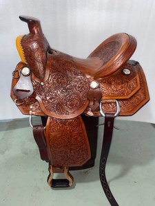 Selle de cheval classique western en cuir de qualité supérieure, très demandée, EQUIHAWK, pour le plaisir, les promenades, les courses de barils, exportateur indien, arbre en plastique - Product Image 5