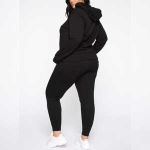 Mode féminine 100% coton léger sweat à capuche ensemble séchage rapide respirant pull 2 pièces Jogging survêtement pour l'hiver - Product Image 4