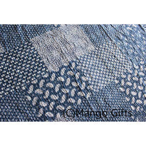 Mango Gifts Indigo Color Hand Block Printed <b>Kantha</b> Quilt <b>Throw</b> Summer Cotton Bedspread Queen Size Patchwork for Home Use - Product Image 4