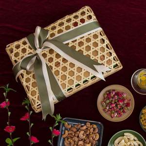 Boîte-cadeau en bambou tissé de forme ronde naturelle et écologique, boîte de rangement provenant du Vietnam - Product Image 3