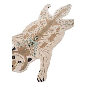 พรมขนสัตว์ผสมวิสโคสทอมือลายสัตว์ สีเบจ-น้ำตาล สำหรับตกแต่งบ้าน ห้องนั่งเล่น ทางเดิน พรมทอใหม่ - Product Image 2