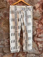 Ensemble de pyjama élégant en coton imprimé blanc et noir, chemise boutonnée et pantalon assorti, doux, respirant et à séchage rapide