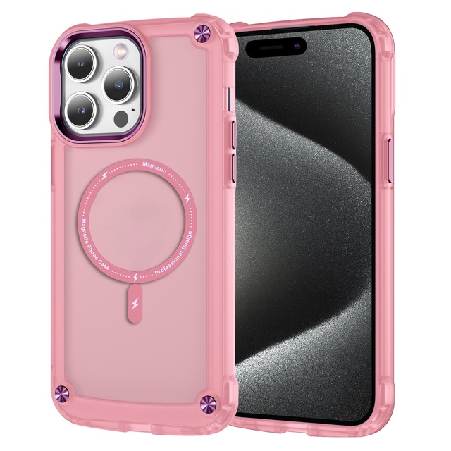 Wholesale Semi-Transparent Oppo Shockproof Back Cover TPU+Acrylic Magnetic Force 2400 Gauss Metal Buttons Cell Phone Cases 11 12