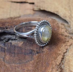 Anillo Clásico de Plata de Ley 925 para Mujer, con Gema de Rutilo Dorado, Estilo Boho, Hecho a Mano, Regalo para Mamá - Product Image 3