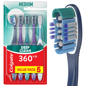 Cepillo de Dientes Manual Colgate 360 Whole Mouth Clean para Adultos, Mediano, Paquete de 5 - Product Image 3