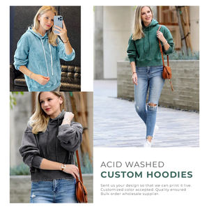 Sudaderas con capucha unisex lavadas con ácido OEM Ajuste personalizado Algodón 340 GSM Ajuste informal Moda urbana Proveedor de ropa de Bangladesh a granel - Product Image 6