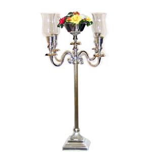 Candelabre à 5 bras en cristal fait main, en métal argenté, design élégant et moderne, décoration d'intérieur, porte-bougie - Product Image 3