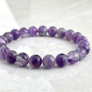 Premium Quality 23 Beads Natural Stone Amethyst Gemstone <b>Bracelets</b> Stone Jewelry For Daily Wear and <b>Healing</b> Meditation Reiki - Product Image 1