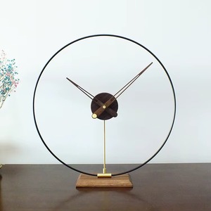 Antique Metal Table <b>Clock</b> with Wooden Base Battery Operated Provides Precise Timekeeping As Reliable Alternative <b>Digital</b> Devices - Product Image 2