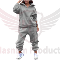 Survêtement sportif décontracté grande taille pour femmes en polaire épaisse Logo personnalisé Long motif solide Style Streetwear-pour l'été et l'hiver