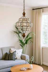 Elegante Farol Colgante Adecuado para Interiores y Exteriores, Decoración de Jardín, Patio y Balcón, Hecho a Mano en India - Product Image 3