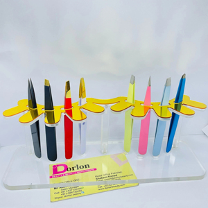 Pinzas para cejas con puntas puntiagudas inclinadas de acero inoxidable con certificación CE duraderas de lujo con revestimiento de Color personalizado con logotipo privado - Product Image 1