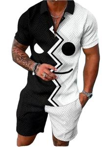 Ensemble Streetwear d'été pour homme Polo à manches courtes et fermeture éclair imprimé en 3D Taille Plus Respirant pour un usage décontracté - Product Image 5