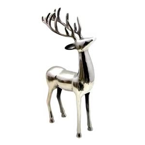 Statue de cerf en aluminium nickelé faite à la main bureau ou chambre à coucher ornement cadeau de Noël Sculpture animale traitée en métal - Product Image 5