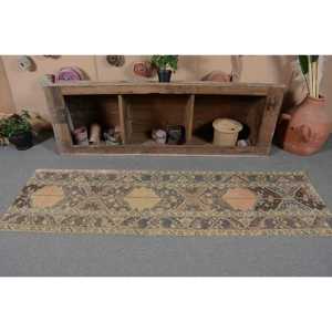 Alfombra de lana turca Vintage de 21x72 pies, tejido plano de retazos beige y marrón para decoraciones de sala de estar con respaldo de látex - Product Image 4