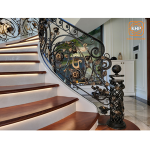 Barandilla de Escalera de Hierro Forjado de Alta Calidad KHP, Balcón Interior con Revestimiento de Vinilo, Hecho a Mano, Resistente al Óxido, Diseño Moderno, Villa de Lujo - Product Image 6
