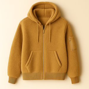 เสื้อฮู้ดซิปผ้าเชอร์ปาผ้าฝ้าย 100% แบบสั่งทำพิเศษ มีกระเป๋าแขนทรงโอเวอร์ไซส์ แฟชั่นฤดูหนาวสำหรับทุกเพศ - Product Image 4