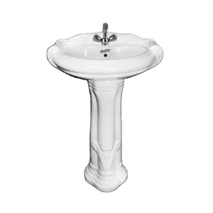 Trusted Wholesale Supplier Selling Premium Quality Ceramic White Ceramic Single Hole Oval Shaped Wash Basin Pedestal Sinks