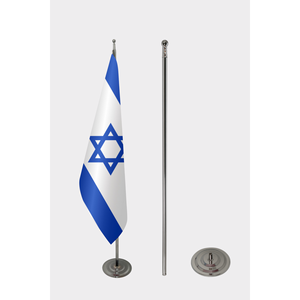 Drapeau officiel d'Israël pour intérieur, 3x5 pieds, style fanion, impression numérique sur tissu nylon et polyester, mât en aluminium pour affichage - Product Image 2