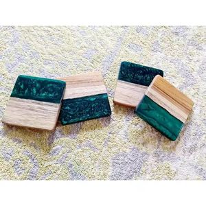 Vente chaude À La Main Décoré Océan Résine Époxy Dessous De Verre Résine En Bois Tasse À Thé Tapis - Product Image 2