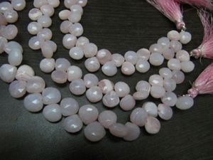 Forma de corazón de ópalo Rosa natural 9-10mm cuentas briolette facetadas hebra 8 pulgadas de largo - Product Image 2