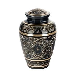 Urnas de cremación para adultos de latón de alta calidad con grabado completo de cobre y urnas funerarias de metal con acabado negro para cenizas humanas - Product Image 3