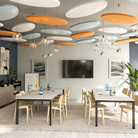 Panneaux acoustiques ronds en PET pour couloirs scolaires, nuages de plafond circulaires colorés absorbant le son
