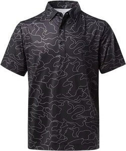 Venta al por mayor de poliéster Spandex tela de algodón logotipo personalizado Impresión de 4 vías estiramiento de secado rápido Slim Fit Golf Polo camiseta para hombres - Product Image 1
