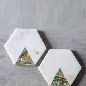 Juego de 6 posavasos de piedra hechos a mano de material de mármol de forma redonda, accesorios de mesa de comedor para hotel en casa - Product Image 5