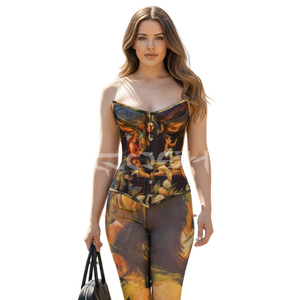 Corsé Transpirable con Varillas de Acero, Estampado Sublimado Romano, Sobre el Busto, para Entrenamiento de Cintura, Adelgazante, Conjuntos de Moda - Product Image 4