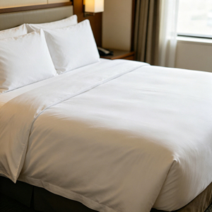 Linge d'Hôtel 5 Étoiles Guangzhou Luxe Blanc Doux Comme du Coton 100% Satin Uni Ensemble de Literie d'Hôtel Housse de Couette Draps d'Hôtel - Product Image 3