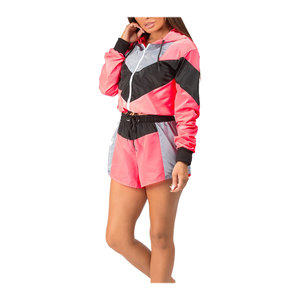 Conjunto de 2 Piezas para Mujer, Cortavientos, Top Corto con Cremallera, Pantalones Cortos de Algodón, Chaqueta Holgada, Talla Grande, Transpirable, de Secado Rápido - Product Image 2