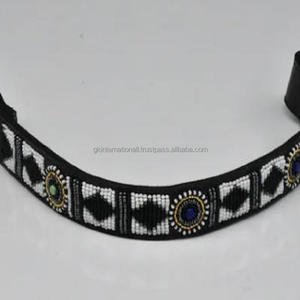 Hot Selling Designer Multicolor <b>Beaded</b> Leather Horse brow band in All Shapes and Custom Sizes Made in India Horse Products - Product Image 3