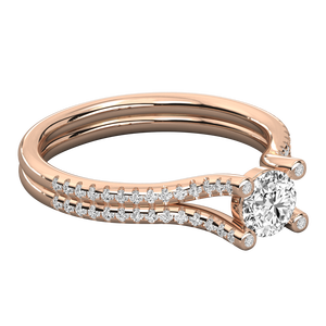 Anillo Solitario de Oro Rosa de 14K para Mujer con Diamante Cultivado en Laboratorio VS Geométrico de Oro Rosa de 18K con Rodio Fino para Compromiso, Certificado IGI - Product Image 1