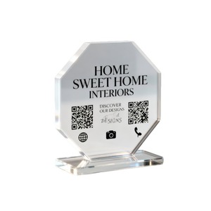 Support d'affichage de code QR en acrylique, support transparent de haute qualité, résistant à l'eau, résistant aux UV, design personnalisable pour l'affichage sur comptoir - Product Image 1