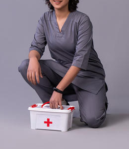 Uniforme Médico de Verano de Alta Calidad para Enfermeros y Doctores Unisex, Manga Corta, Material de Poliéster y Spandex - Product Image 4