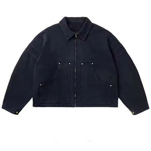 Logo personnalisé Veste de travail pour hommes Design hivernal Double fermeture éclair 100% coton sergé Doublure zippée Distressed Vintage Wash Canvas Boxy Fit - Product Image 3