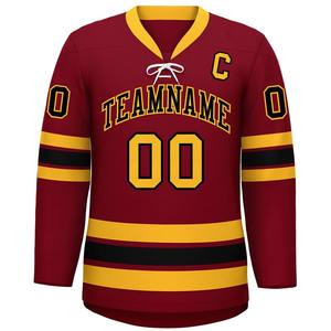 Uniforme de equipo de hockey sobre hielo de poliéster 100% con bordado de número personalizado y ropa de hockey versátil con nombre - Product Image 3