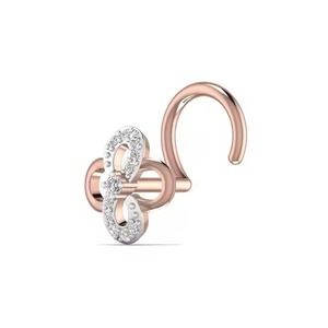 18kt Yellow Rose & White Gold 0.09CT Natural Round Diamond Triangle <b>Nose</b> Pin Trendy Body Jewelry for Women Wedding Birthday Gift - Product Image 1