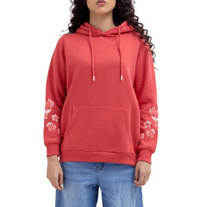 Venta al por mayor de algodón de primera calidad pulóver con capucha para las mujeres logotipo personalizado de punto transpirable largo con capucha ropa de calle para el invierno - Product Image 1