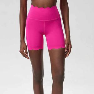 Pantalones cortos de gimnasio para mujer de alta calidad Spandex/Material de nailon Cintura alta Cierre elástico Patrón sólido - Product Image 1