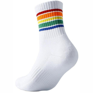 Custom Made <b>Black</b> Rainbow Stripe <b>Ankle</b> <b>Socks</b> Knitted Casual Spandex Cotton Breathable Toddler <b>Socks</b> Spring Style - Product Image 2