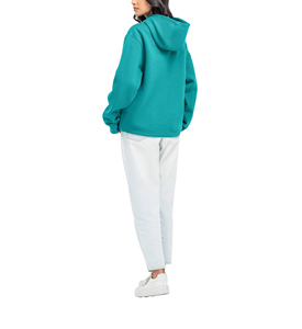 Sweat-shirts en turquoise uni de haute qualité personnalisés, manches longues, poche kangourou, sweat-shirt en polaire d'hiver pour femmes - Product Image 4