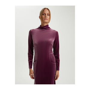 Robe de soirée maxi en velours à col roulé BGN - Turquie - Product Image 4