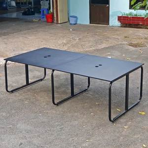 Escritorio Modular Contemporáneo Minimalista HBMN032 para 4 Personas, Muebles de Oficina Modernos de Melamina con Patas Metálicas y Doble Motor - Product Image 4