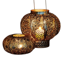 Lanterne suspendue marocaine vintage noire et or, luminaire de plafond |   Lampe décorative de style oriental pour la maison, l'hôtel et les acheteurs en gros - Product Image 1