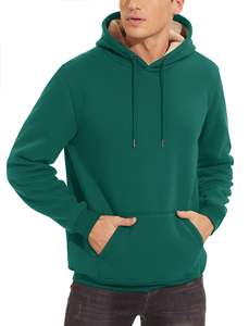 Boxy Hommes Basics Coton Mélangé 380gsm Polaire Sweat À Capuche Sweat À Capuche String Poche Avec Uni Imprimé Tissu Tricoté Hiver - Product Image 2